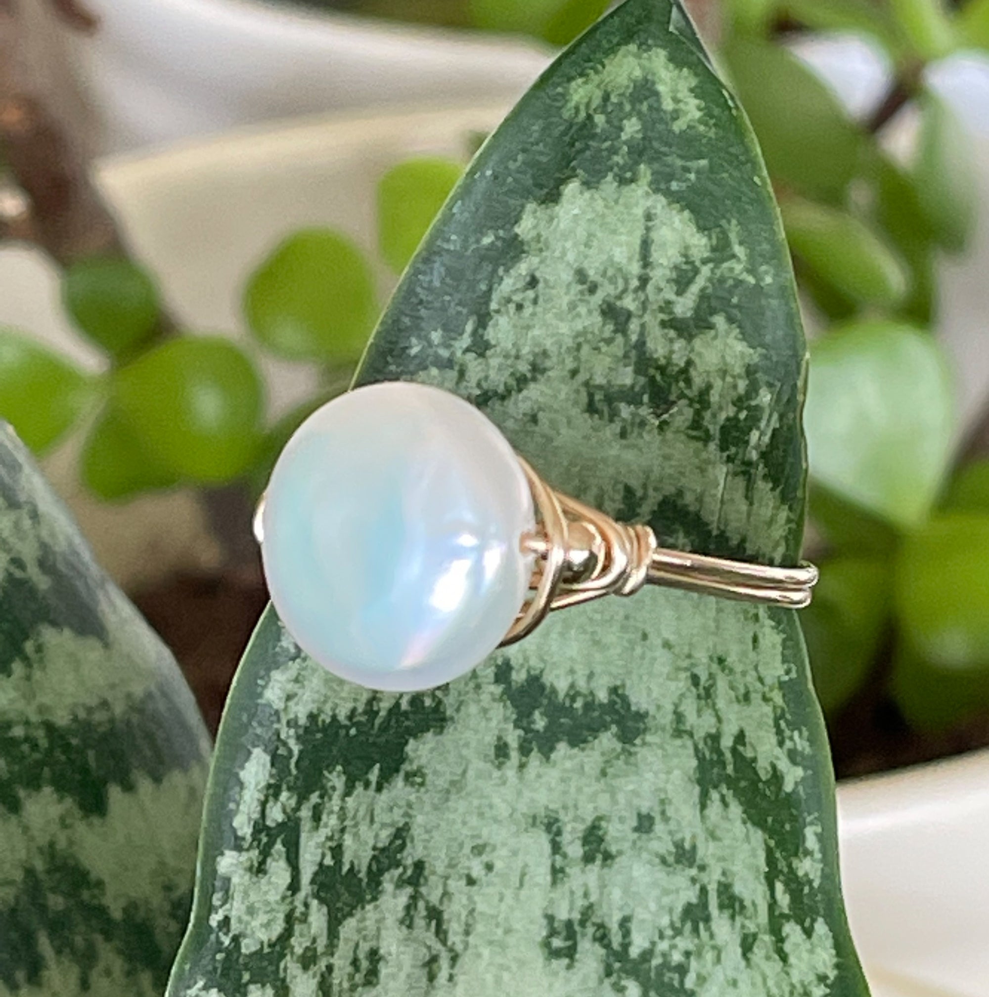 Freshwater Coin Pearl Hand-Wrapped Ring