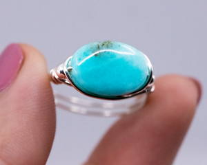 Amazonite Hand-Wrapped Ring