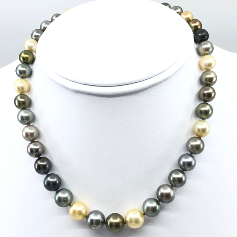 Black Tahitian Pearl & Gold South Sea Pearls Strand