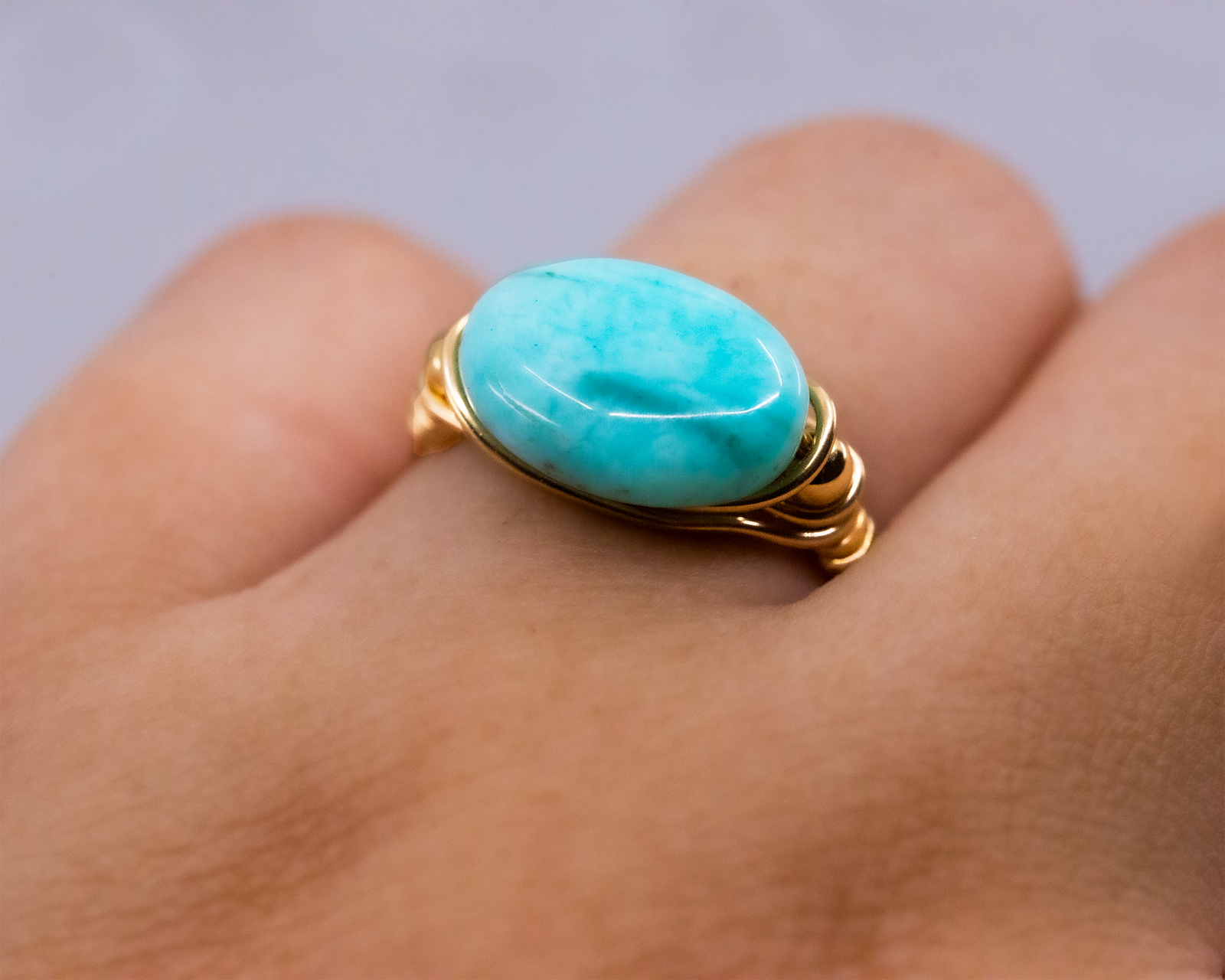 Amazonite Hand-Wrapped Ring
