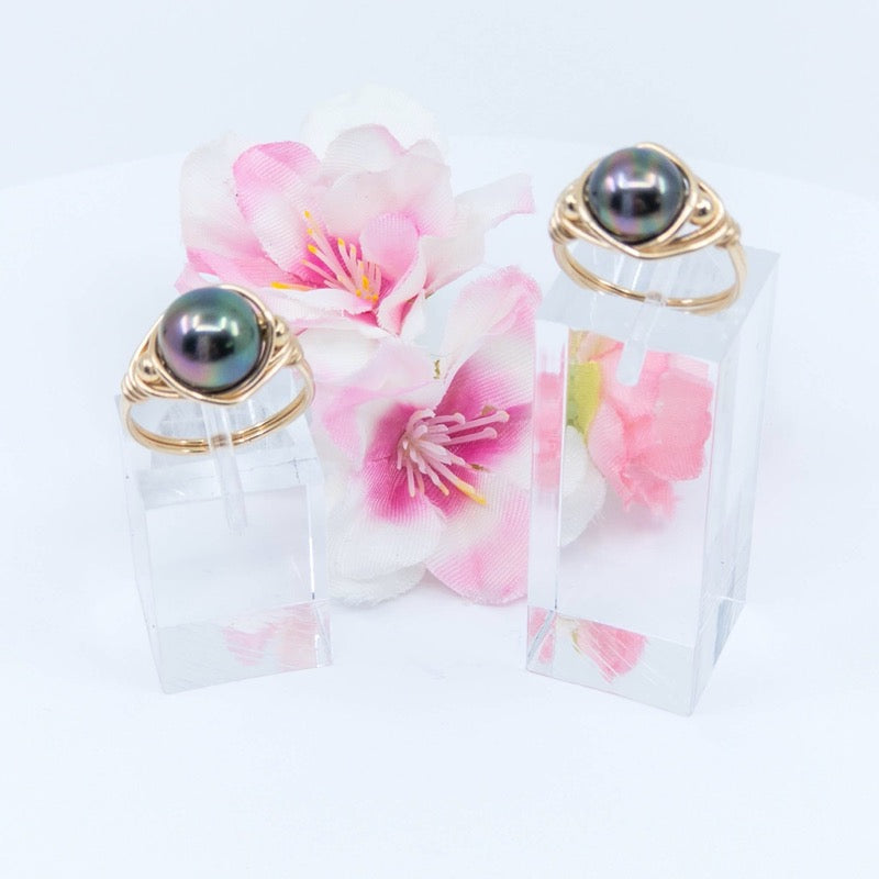 Black Tahitian Pearl Hand-Wrapped Ring